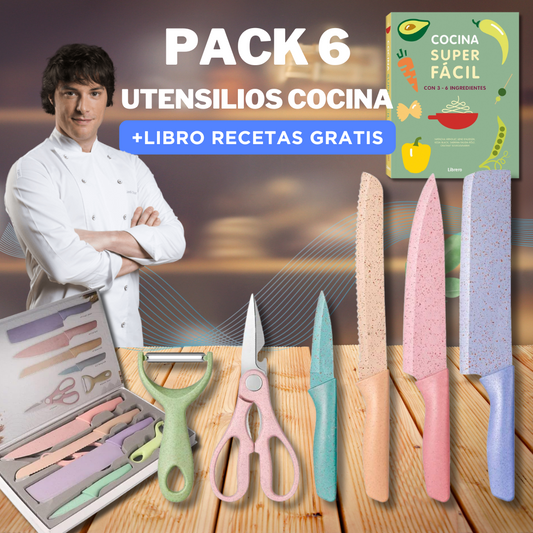 Pack 6 Utensilios de Cocina + Libro recetas GRATIS