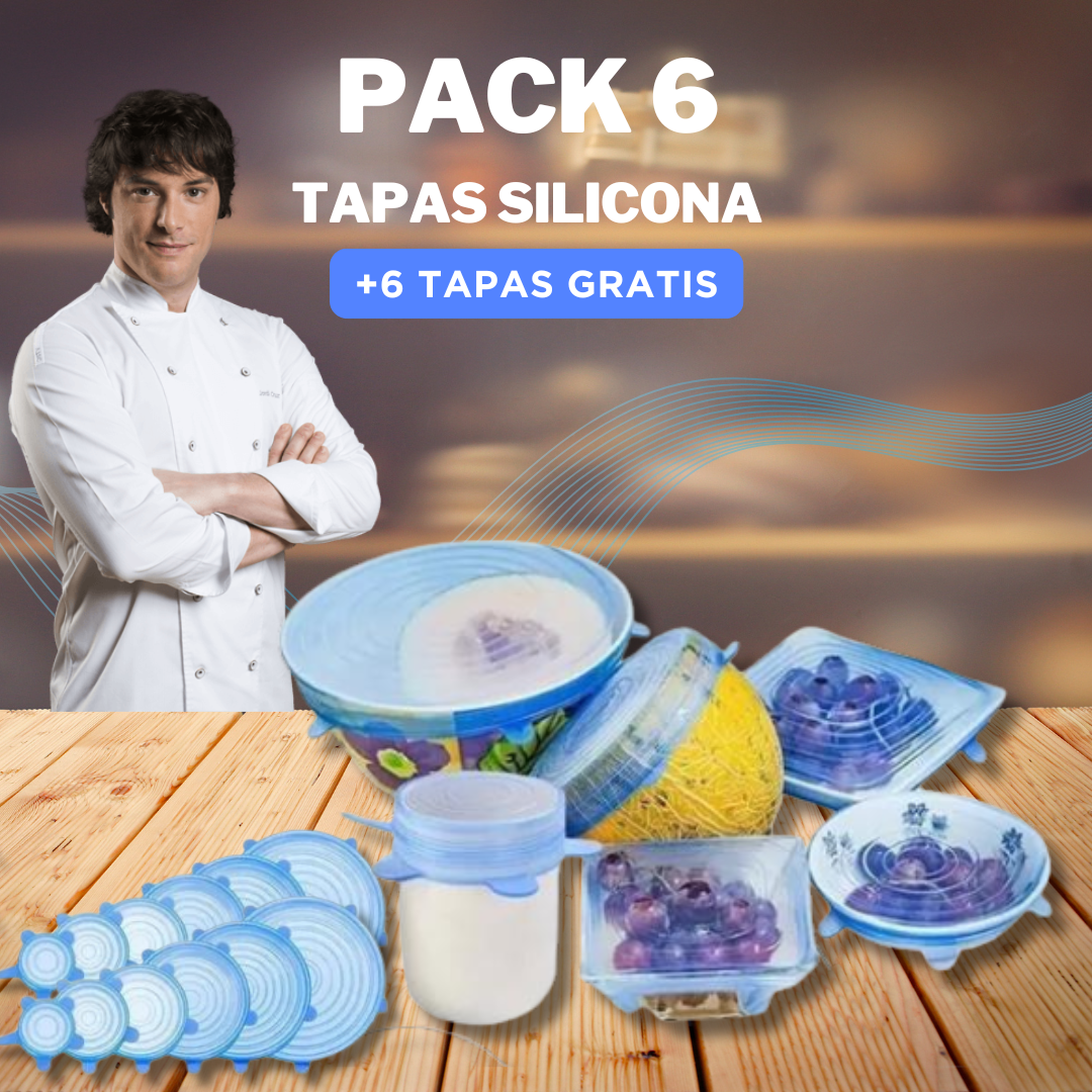 PACK 6 TAPAS SILICONA + 6 GRATIS